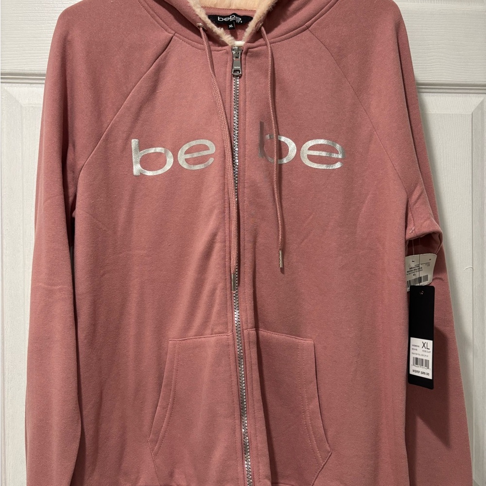 Bebe Rose Dust Faux Fur Zip-Up